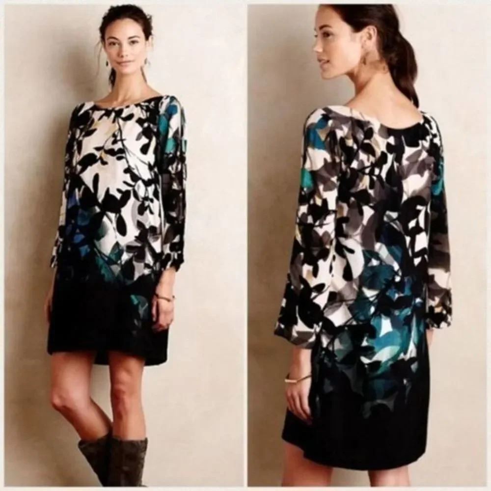 ANTHROPOLOGIE Maeve Shaded Garden Shift Dress Mini XS - Picture 2 of 7